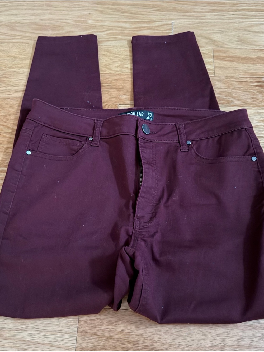 Design Lab Lord & Taylor Burgundy Skinny Jeans